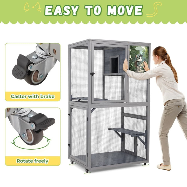 Coziwow 66''H Cat Enclosure on Wheel-CW12G0724