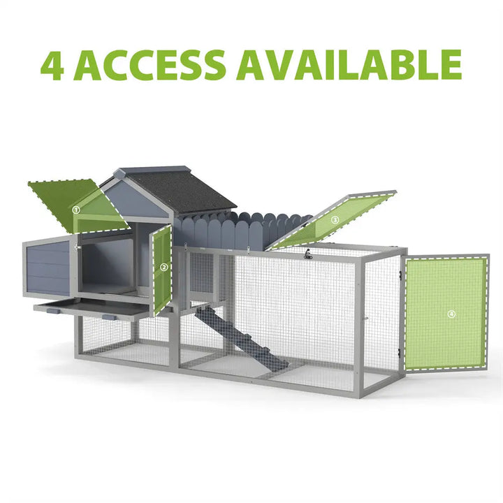 Coziwow 80"L 3-Compartment Wooden Chicken Coop Coziwow