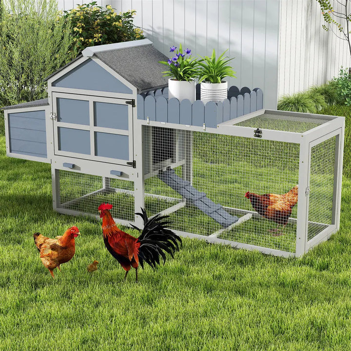 Coziwow 80"L 3-Compartment Wooden Chicken Coop Coziwow