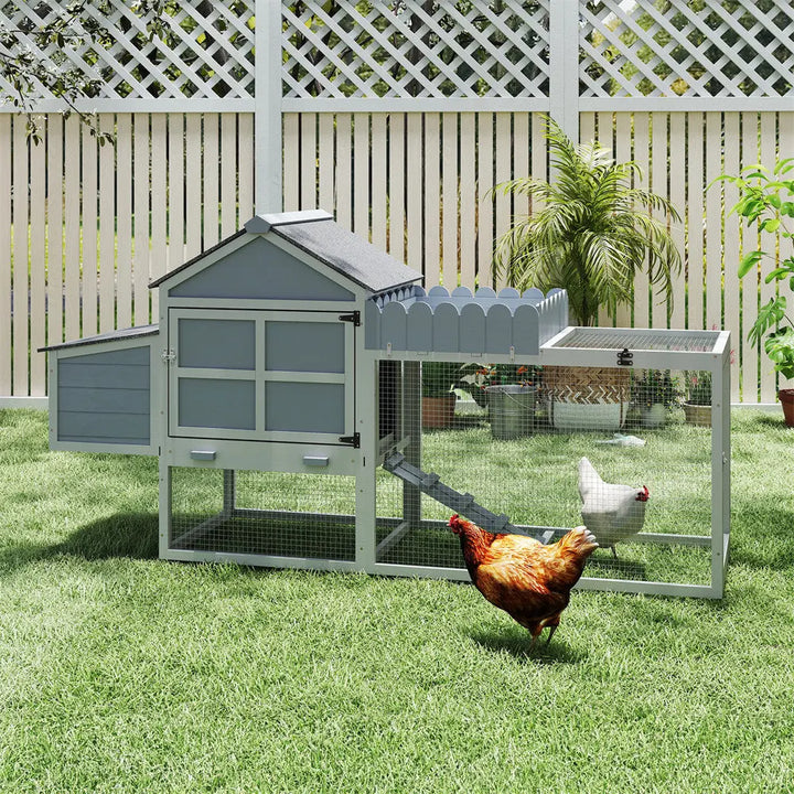 Coziwow 80"L 3-Compartment Wooden Chicken Coop Coziwow