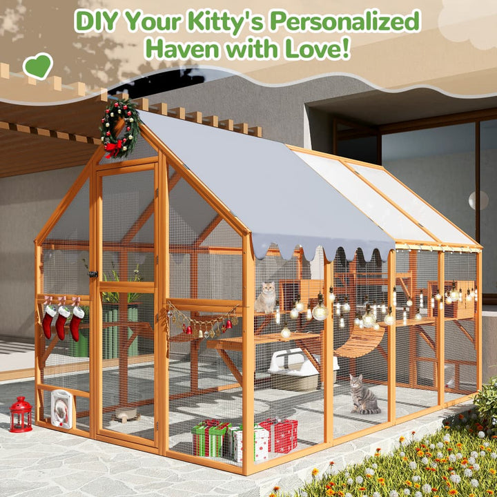 Coziwow 108″L Extra Large Outdoor Wooden Catio Orange-CW12H0761