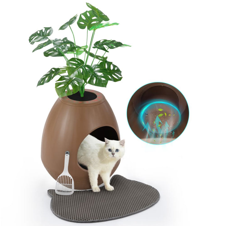 Coziwow Eggloa6 2-in-1 Cat Litter Box & Cat Bed Upgraded Brown-CW12K0654