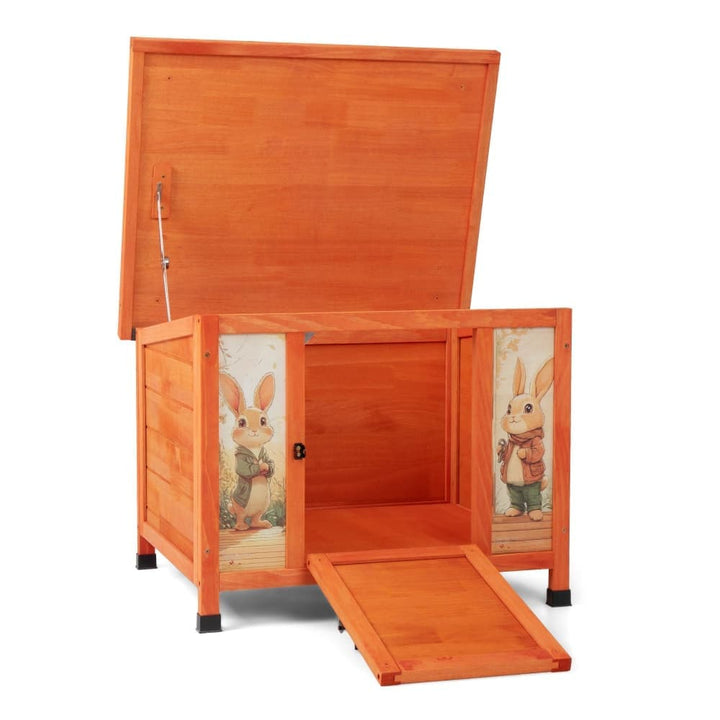 Coziwow 24″L Small Wooden Rabbit House Patterned Orange-CW12K0744
