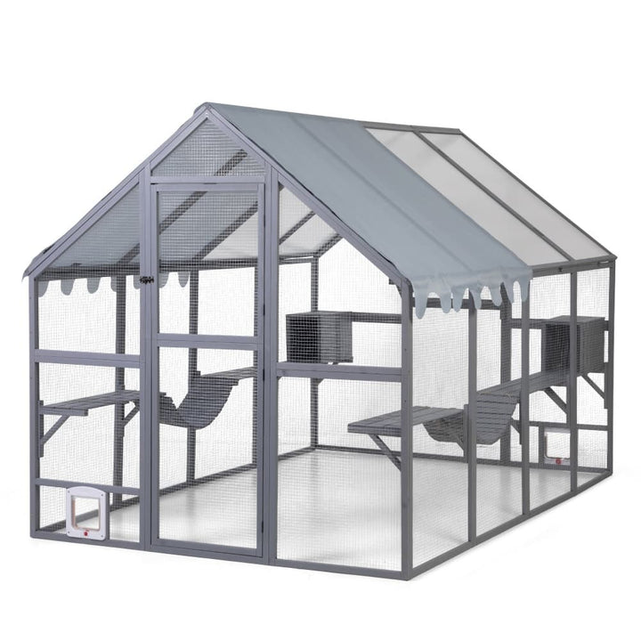 Coziwow 108″L Extra Large Outdoor Wooden Catio Gray-CW12K0762