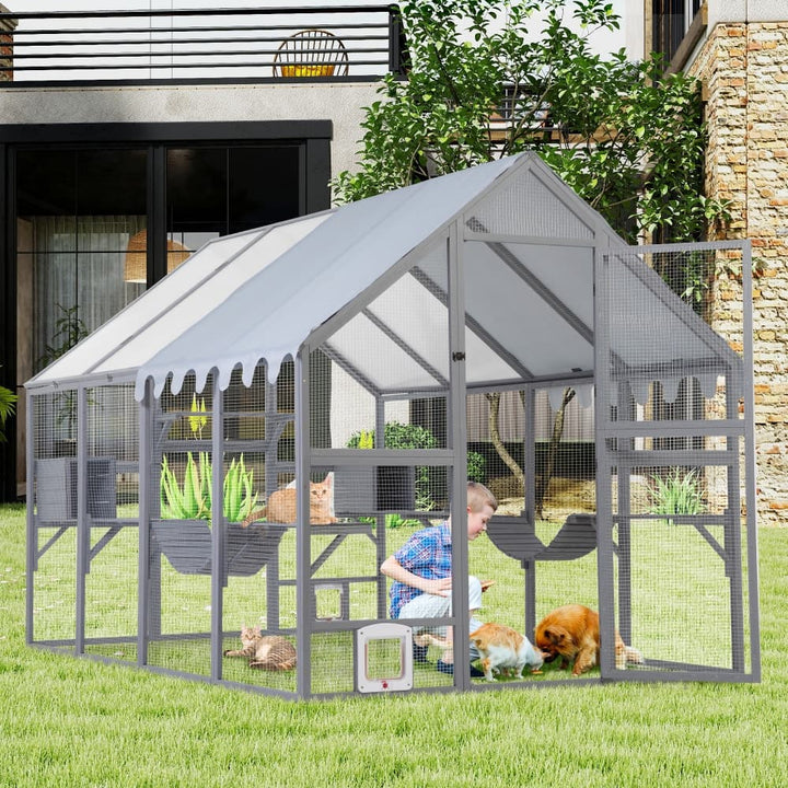 Coziwow 108″L Extra Large Outdoor Wooden Catio Gray-CW12K0762