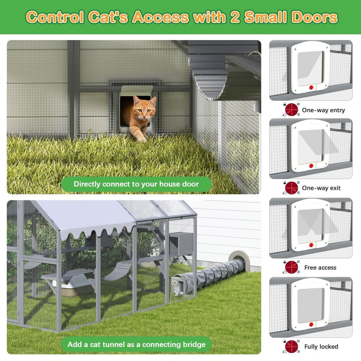 Coziwow 108″L Extra Large Outdoor Wooden Catio Gray-CW12K0762