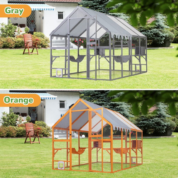 Coziwow 108″L Extra Large Outdoor Wooden Catio Gray-CW12K0762