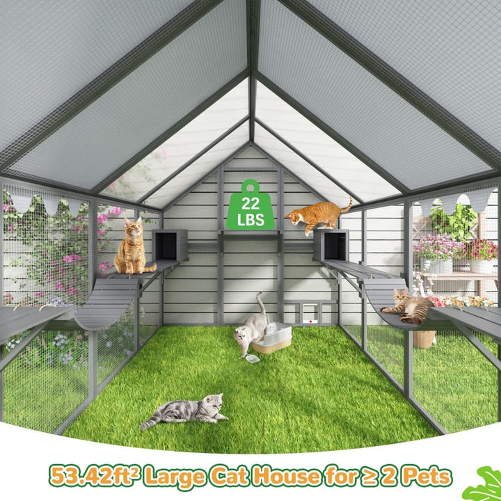 Coziwow 108″L Extra Large Outdoor Wooden Catio Gray-CW12K0762