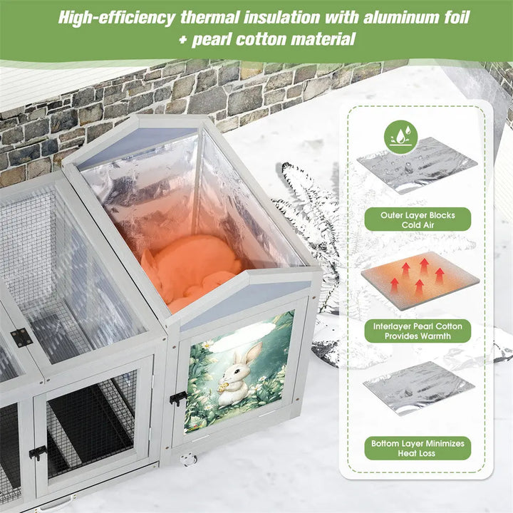 Coziwow 39"L Insulated Wooden Rabbit House