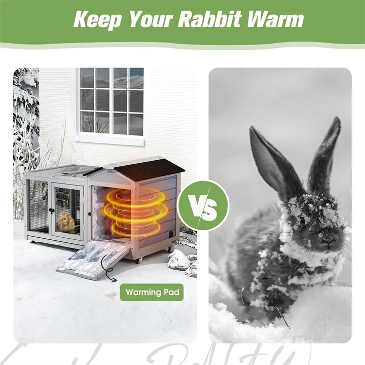 Coziwow 39"L Insulated Wooden Rabbit House