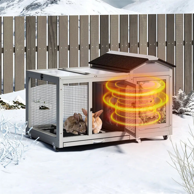 Coziwow 39"L Insulated Wooden Rabbit House