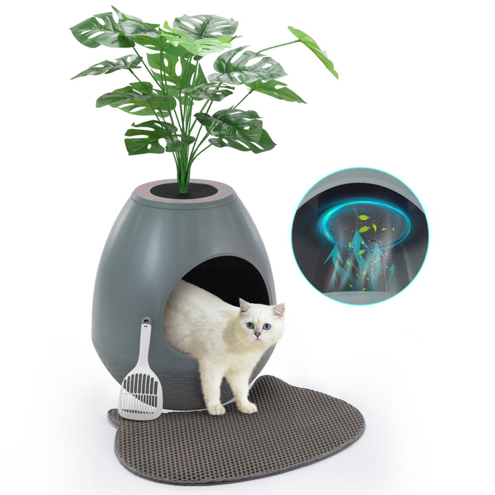 Coziwow Eggloa6 2-in-1 Cat Litter Box & Cat Bed Upgraded Gray-CW12L0655