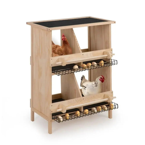 COZIWOW Outdoor Chicken Coop 2-Tier with 4 Nesting Boxes Wooden