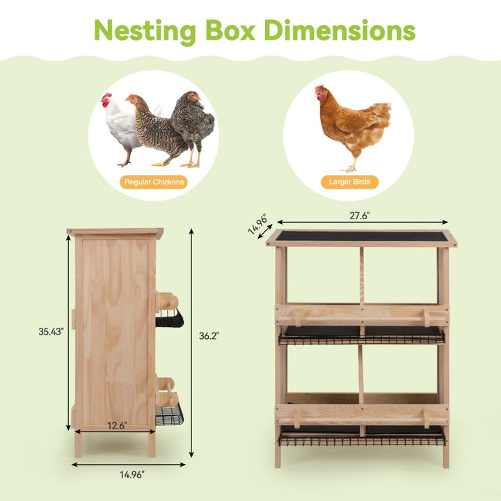 Coziwow 2-Tier Chicken Coop with 4 Nesting Boxes-CW12L0691 Dimensions