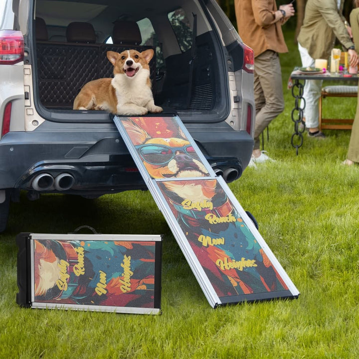 Coziwow 63''L Telescoping Aluminum Dog Ramp Patterned-CW12M0710