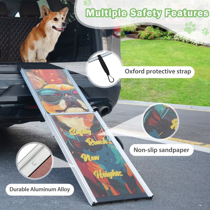 Coziwow 63''L Telescoping Aluminum Dog Ramp Patterned-CW12M0710