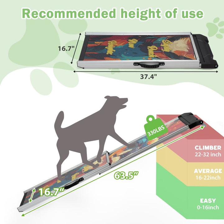 Coziwow 63''L Telescoping Aluminum Dog Ramp Patterned-CW12M0710