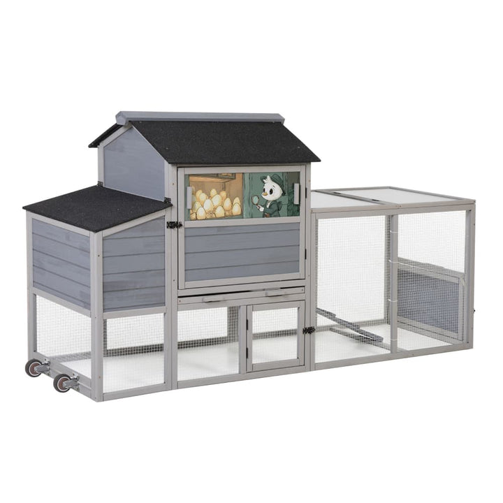 Coziwow 82"L Outdoor Chicken Coop on Wheels Patterned Gray-CW12M0728