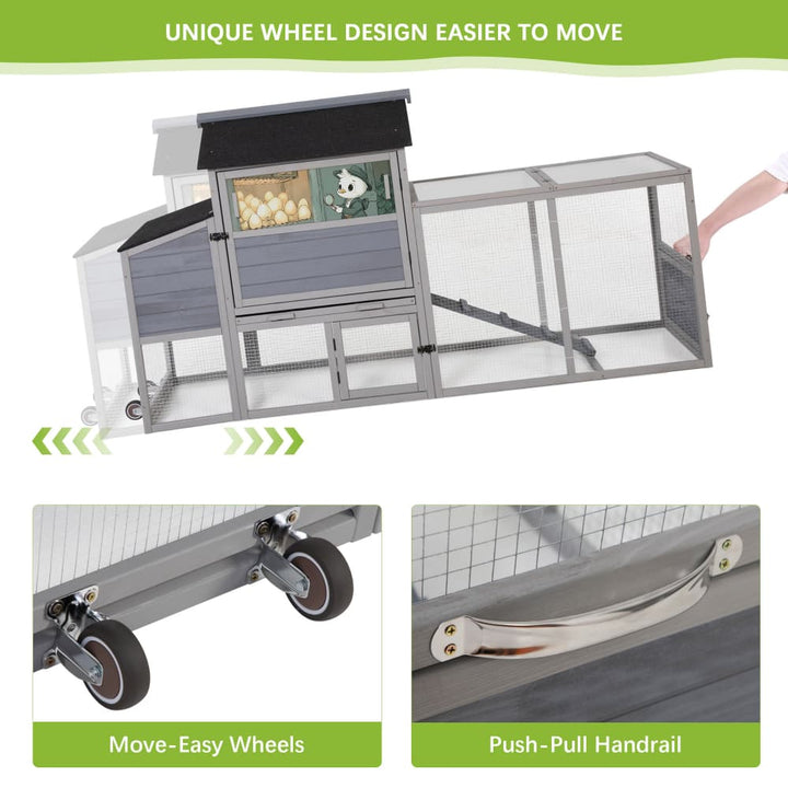 Coziwow 82"L Outdoor Chicken Coop on Wheels Patterned Gray-CW12M0728