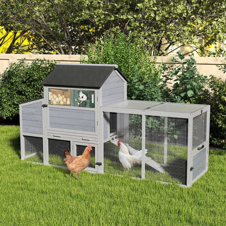 Coziwow 82"L Outdoor Chicken Coop on Wheels Patterned Gray-CW12M0728