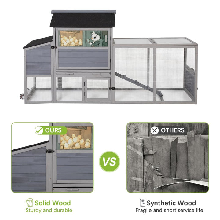Coziwow 82"L Outdoor Chicken Coop on Wheels Patterned Gray-CW12M0728