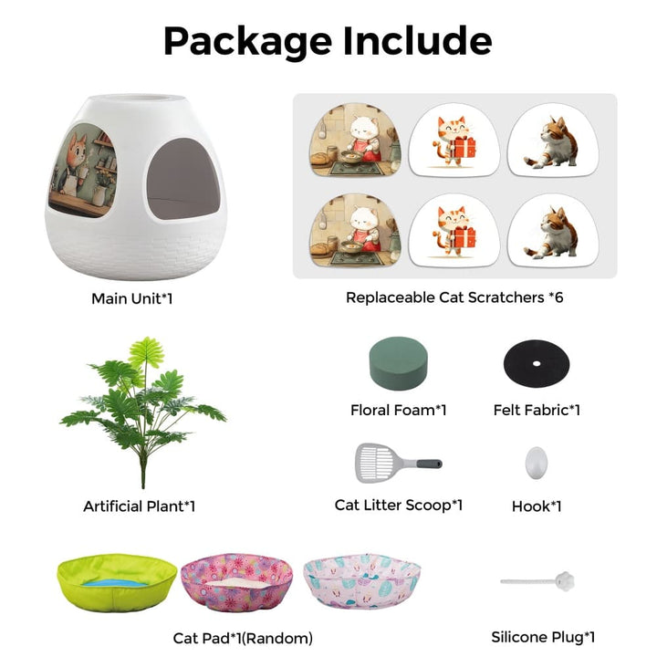 Coziwow Copod8 3-in-1 Hidden Cat Cave White Basic-CW12M0782