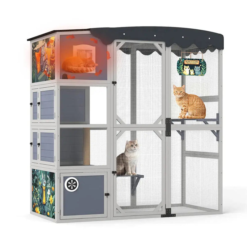 Coziwow 69"L 4-Tier Insulated Outdoor Cat Catio Coziwow