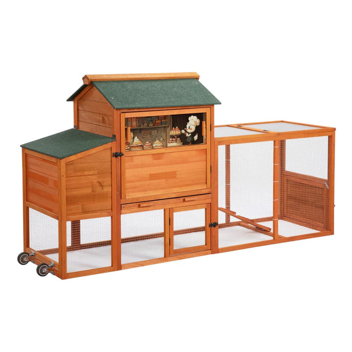 Coziwow 82"L Outdoor Chicken Coop on Wheels Patterned Orange-CW12N0729