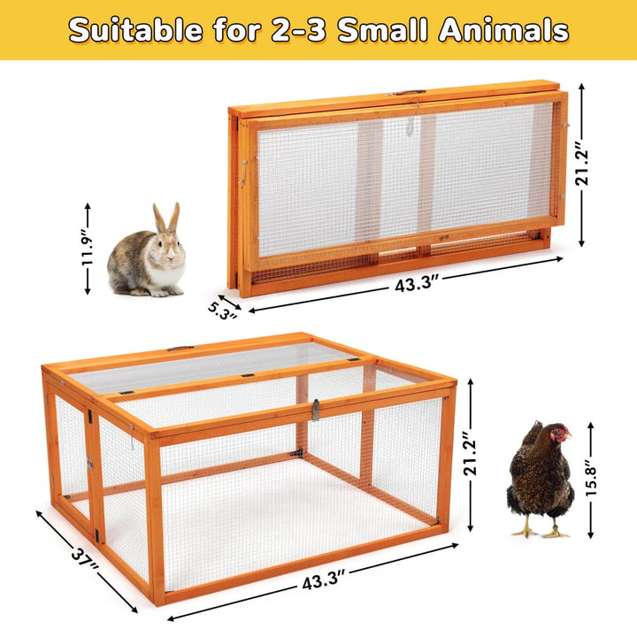 Coziwow 43″L Foldable Wooden Rabbit Cage Orange-CW12N0747 Dimensions