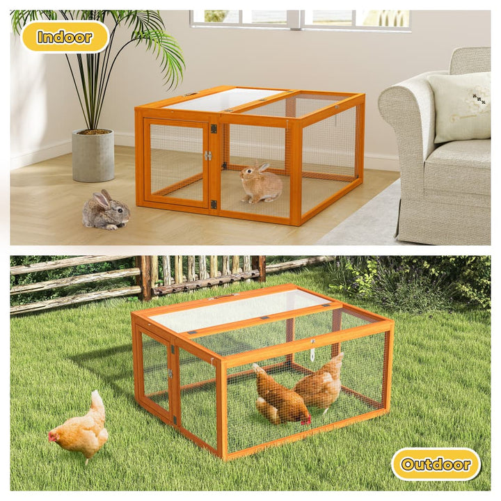 Coziwow 43″L Foldable Wooden Rabbit Cage Orange-CW12N0747