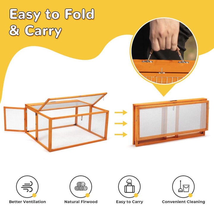 Coziwow 43″L Foldable Wooden Rabbit Cage Orange-CW12N0747 Features