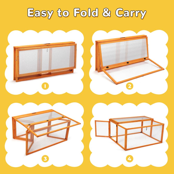 Coziwow 43″L Foldable Wooden Rabbit Cage Orange-CW12N0747