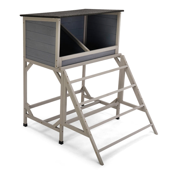 Coziwow 38"L Dark Gray Radiata Pine Wooden Chicken Coop with Standing Rack Coziwow
