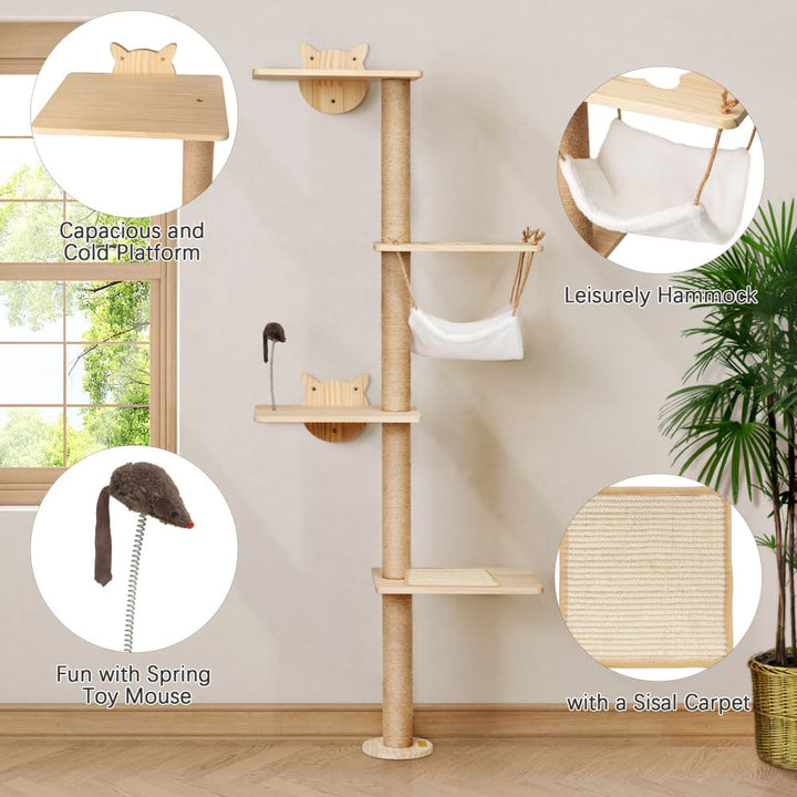 Coziwow 69"H Wall Mounted Cat Climbing Tree-CW12P0514