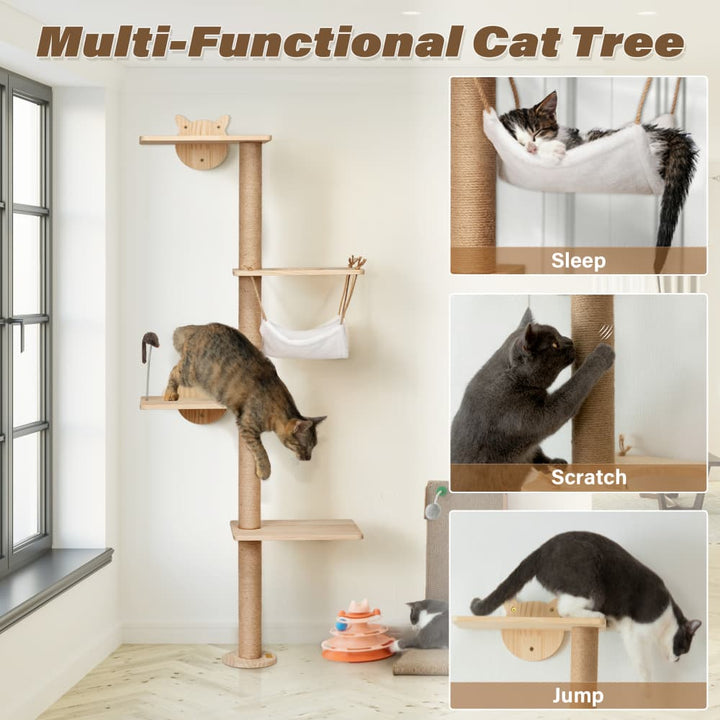 Coziwow 69"H Wall Mounted Cat Climbing Tree-CW12P0514 Functions