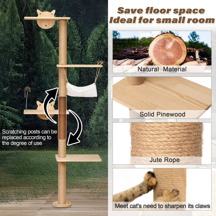 Coziwow 69"H Wall Mounted Cat Climbing Tree-CW12P0514