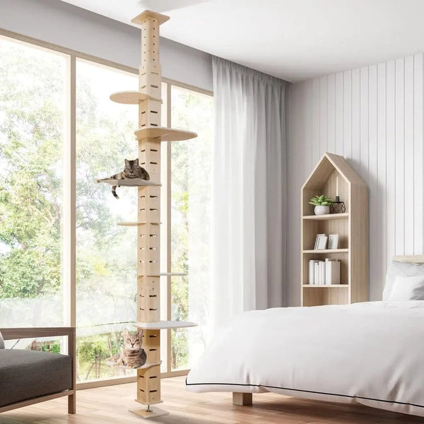 Coziwow Cat Trees & Towers Coziwow 98-114″H Adjustable Floor-To-Ceiling Cat Tree