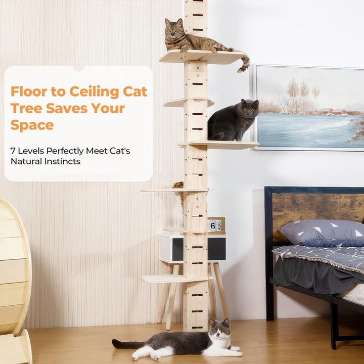 Coziwow 98-114″H Adjustable Floor-To-Ceiling Cat Tree-CW12R0551