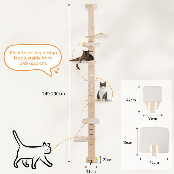 Coziwow 98-114″H Adjustable Floor-To-Ceiling Cat Tree-CW12R0551 Dimensions