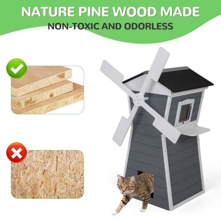 Coziwow 35''L Windmill Outdoor Cat House-CW12R0749