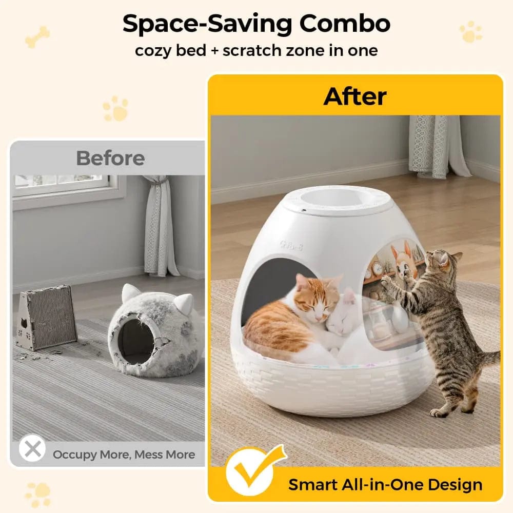 Coziwow Copod8 Heated Cat Bed 4-in-1 Warming Pet Cave House for