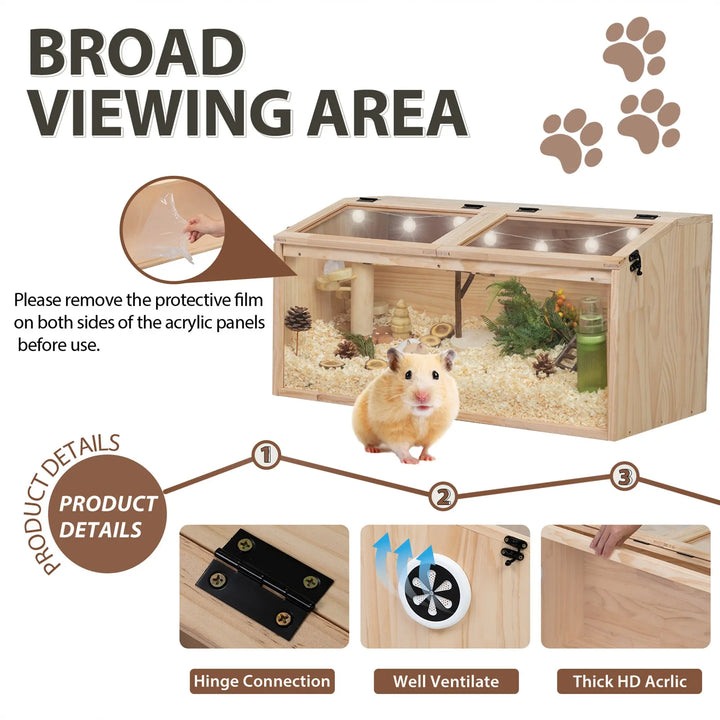 Coziwow 32''L Openable Wooden Hamster Cage | Safe Haven for Pets – coziwow