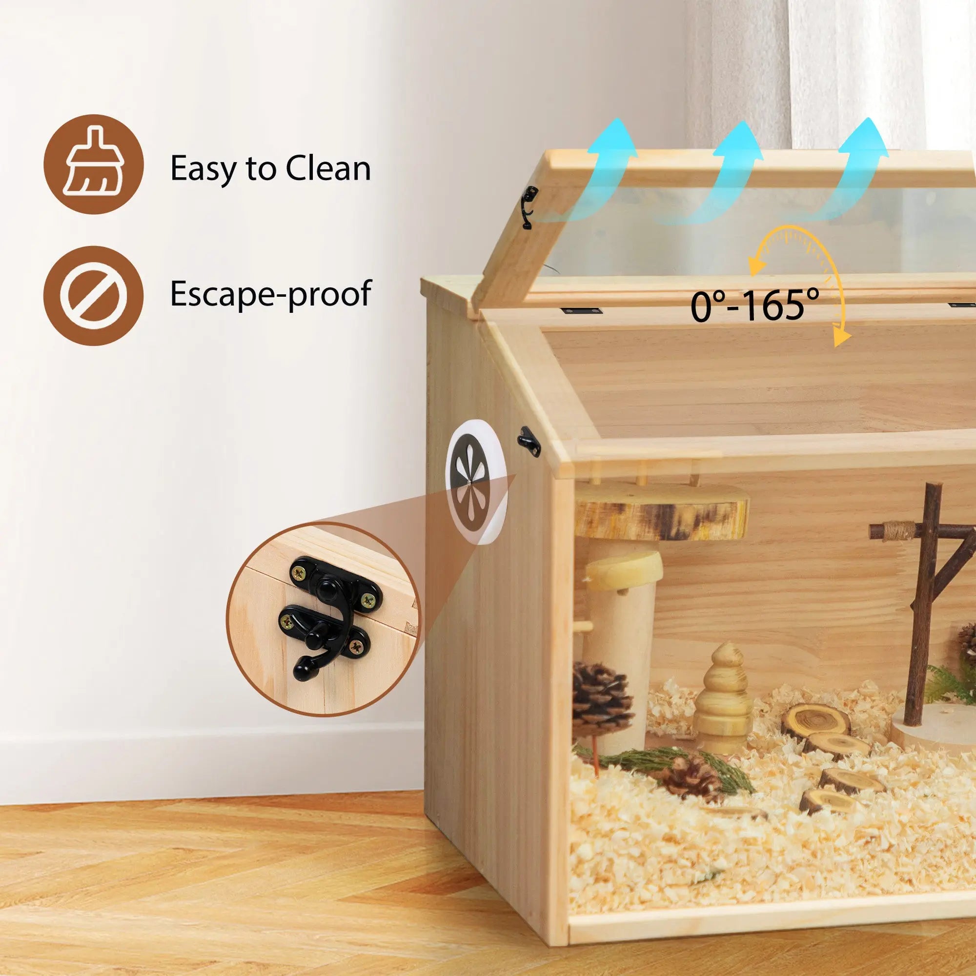 Coziwow 32''L Openable Wooden Hamster Cage | Safe Haven for Pets