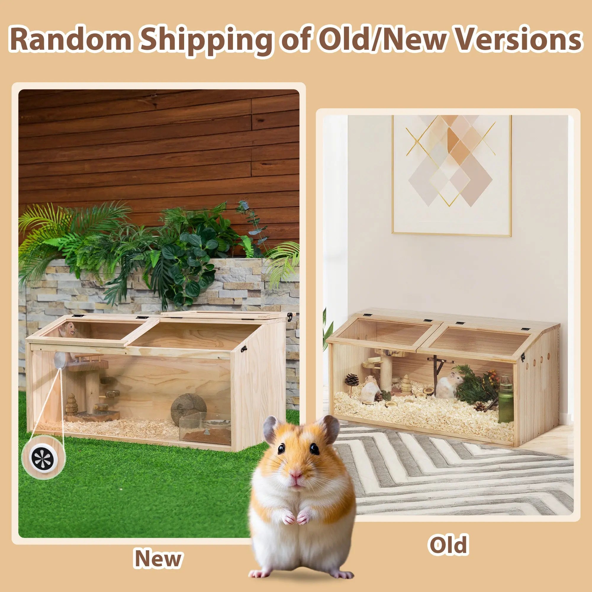 Coziwow 32''L Openable Wooden Hamster Cage | Safe Haven for Pets