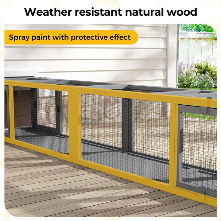 Coziwow 92''L Extendable Outdoor Wooden Cat Tunnel-CW12S0750
