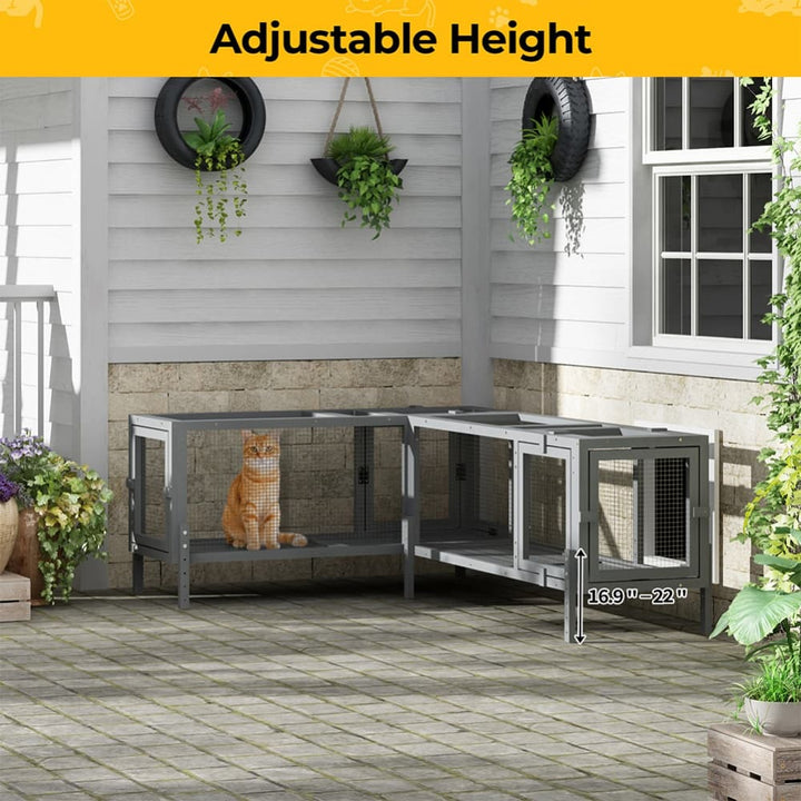 Coziwow 92''L Extendable Outdoor Wooden Cat Tunnel-CW12S0750