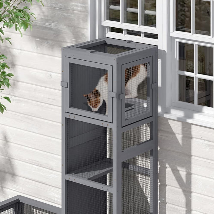 Coziwow 92''L Extendable Outdoor Wooden Cat Tunnel-CW12S0750
