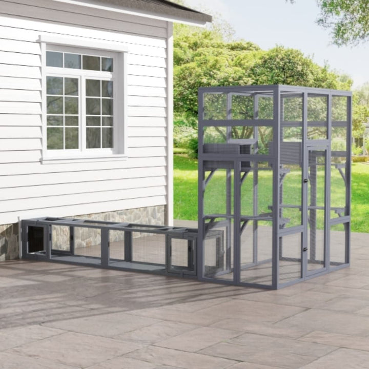 Coziwow 92''L Extendable Outdoor Wooden Cat Tunnel-CW12S0750