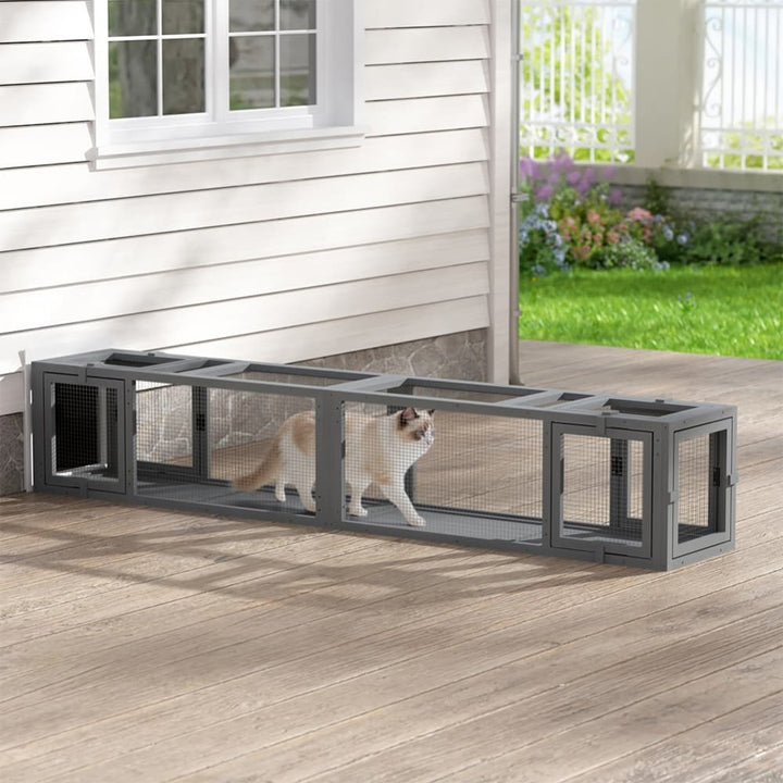 Coziwow 92''L Extendable Outdoor Wooden Cat Tunnel-CW12S0750
