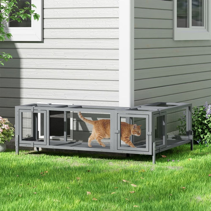 Coziwow 92''L Extendable Outdoor Wooden Cat Tunnel-CW12S0750